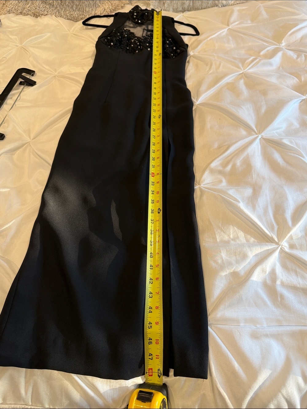 AFTER FIVE  Black Halter Evening Dress with Beaded Mesh Bodice Size 0 - Picture 12 of 12